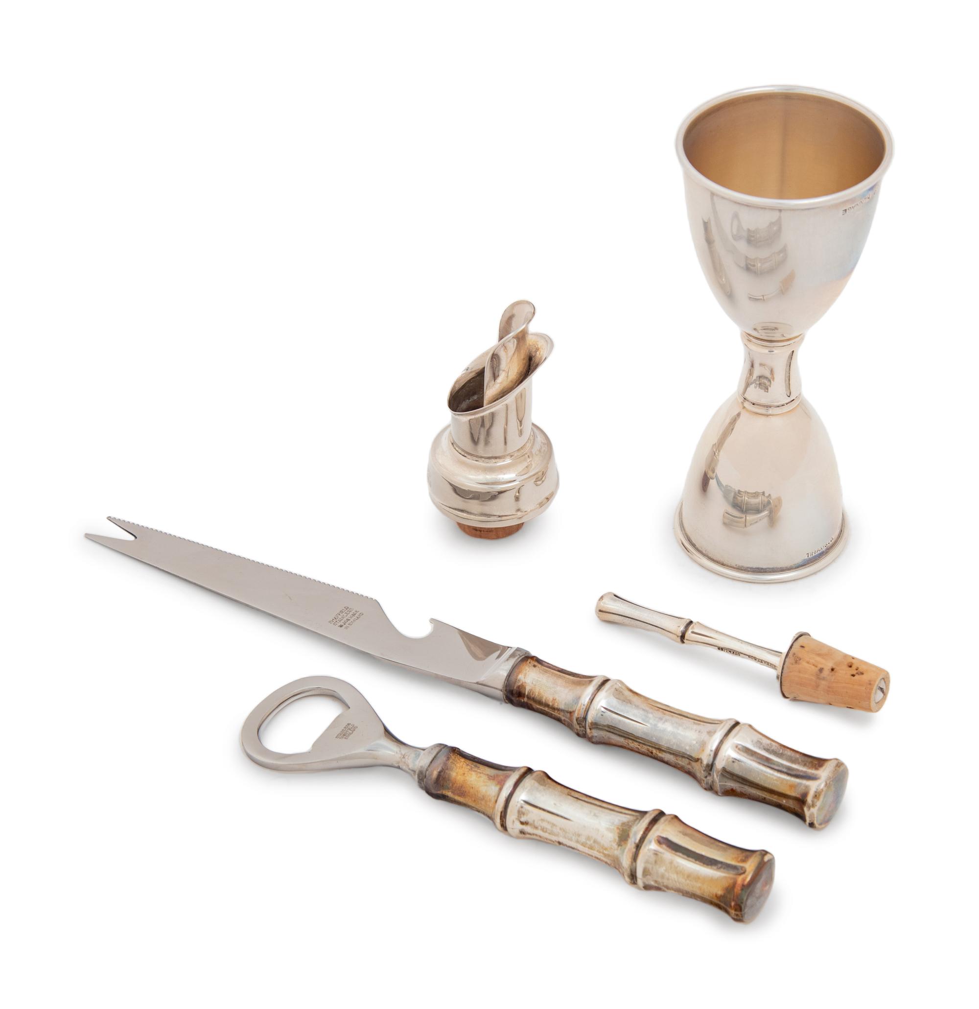 A Group of Four Tiffany & Co. Silver Bamboo Pattern Bar Articles