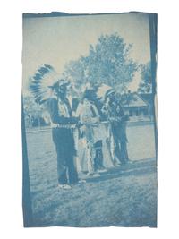 [NATIVE AMERICANS]. 8 photographs, incl. cyanotype of Native Americans attributed to Edward CURTIS.