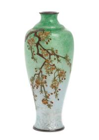 A Japanese Cloisonne Enameled Vase Height 5 inches.