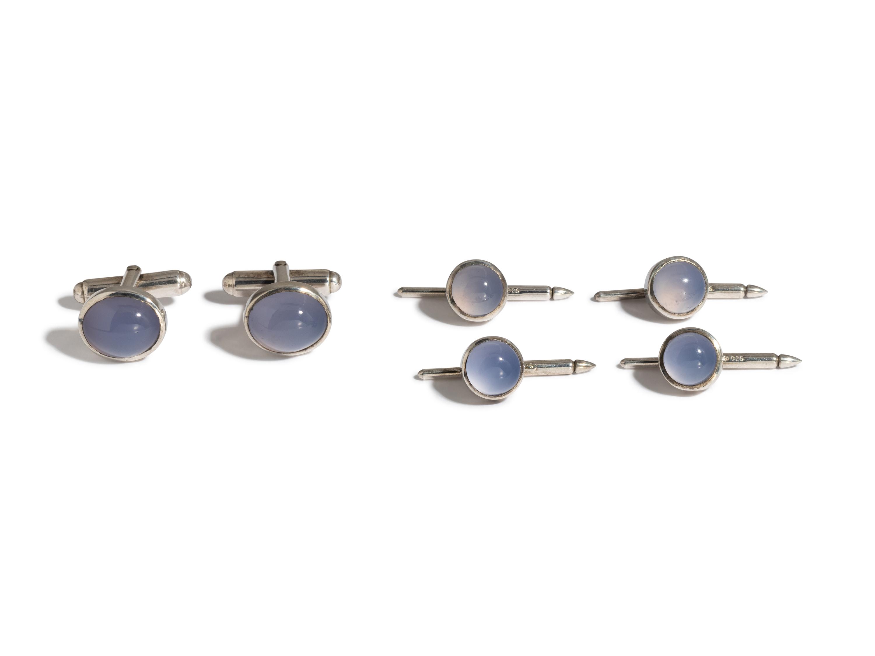 STERLING SILVER AND CHALCEDONY DRESS SET