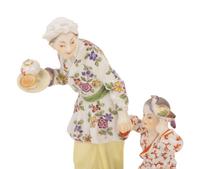 A Meissen Porcelain Chinoiserie Figure of a Lady and Child