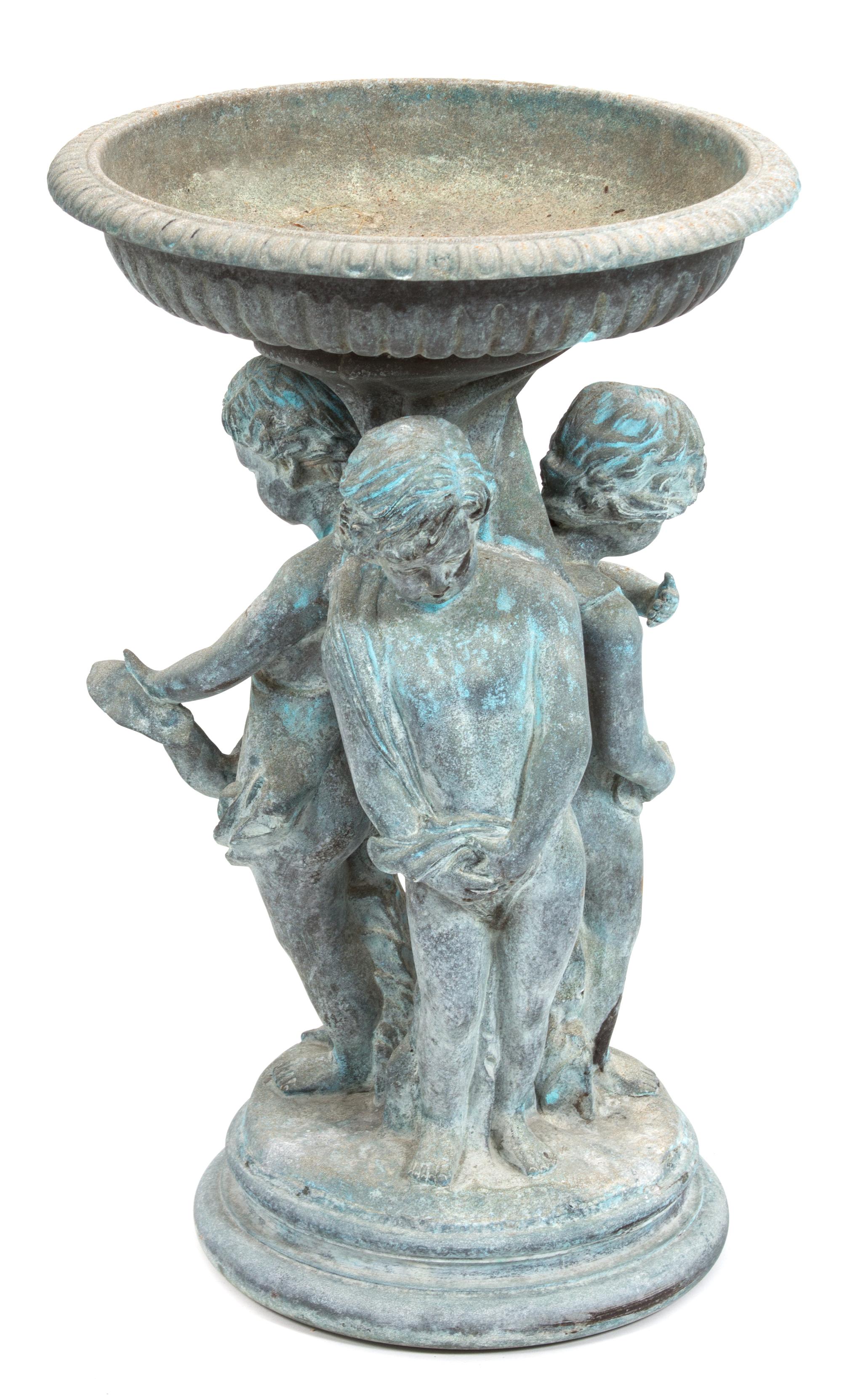 A Bronze Fountain with Circular Bowl Height 24 x diameter 15 inches.
