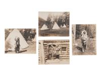 [NATIVE AMERICANS]. HAYNES, Jack (1884-1962), photographer. A group of 5 photographs of Crow Indians incl. Little Bighorn scout, White-Man-Runs-Him, collected by H.F. McLaury, Chicago Burlington & Quincy Railway advertising agent. Yellowstone Park, Wyoming, [1927].