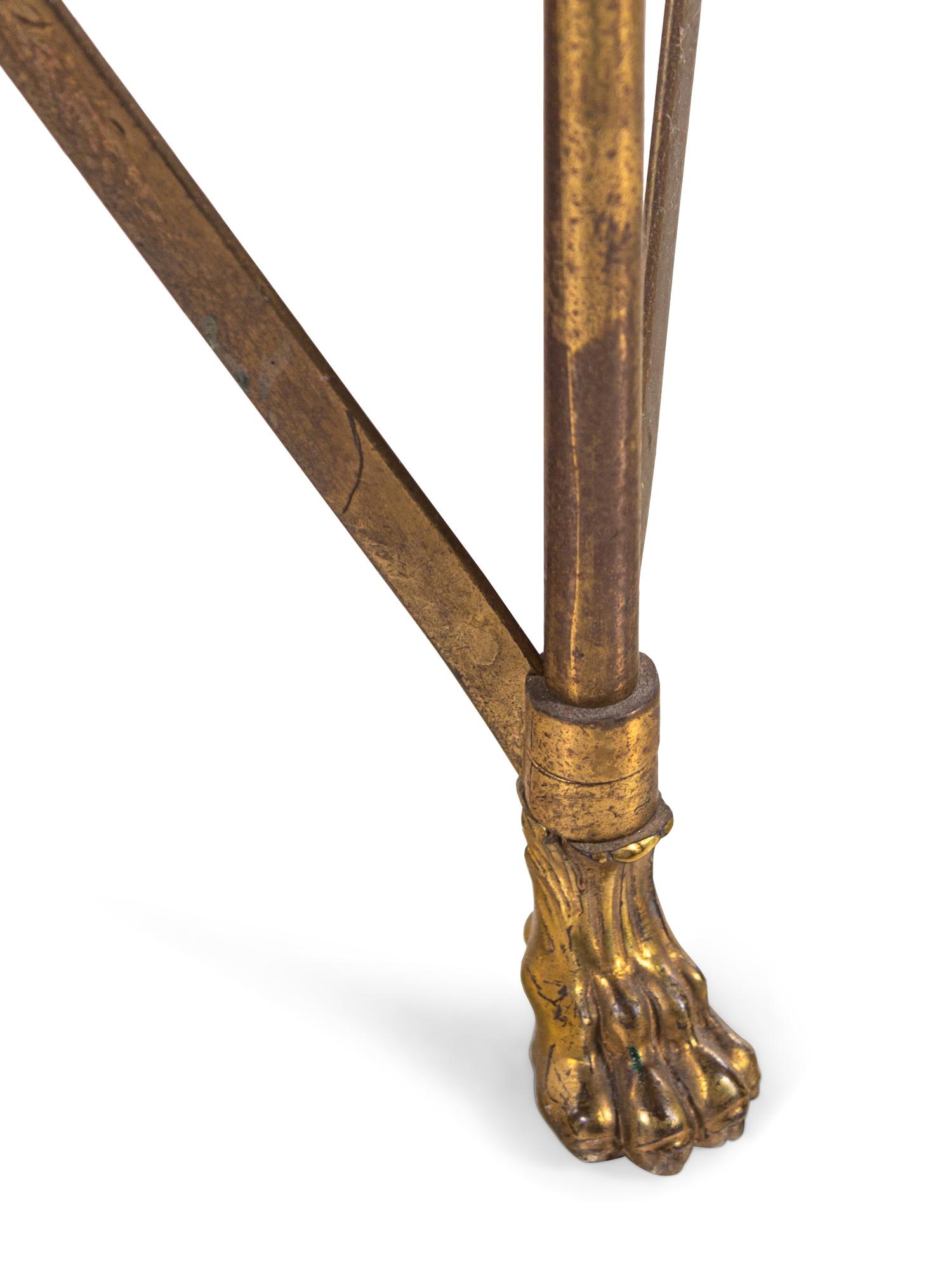 A Neoclassical Style Brass Marble-Top Side Table