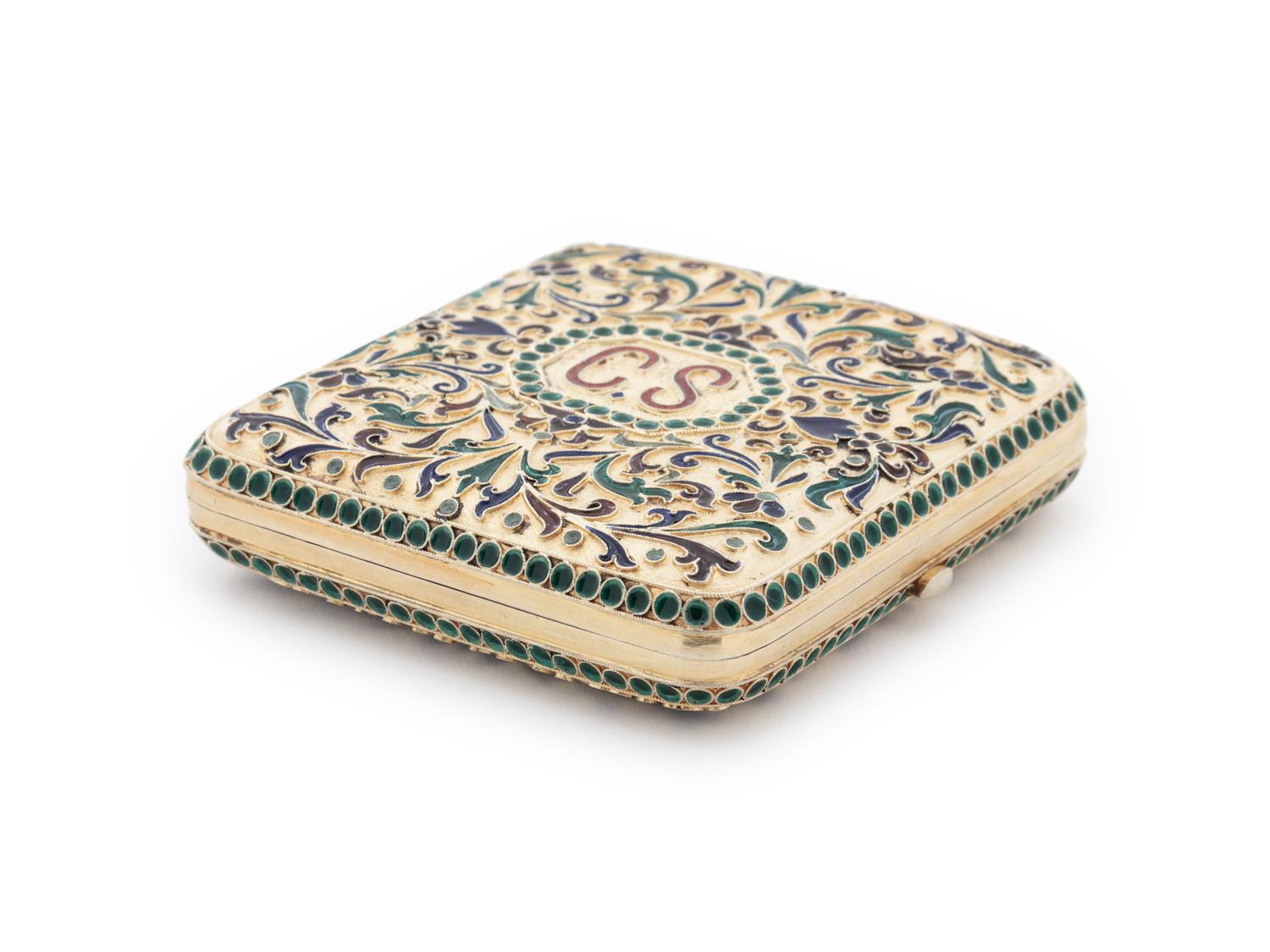 A Russian Silver and Plique-à-Jour Enameled Cigarette Case