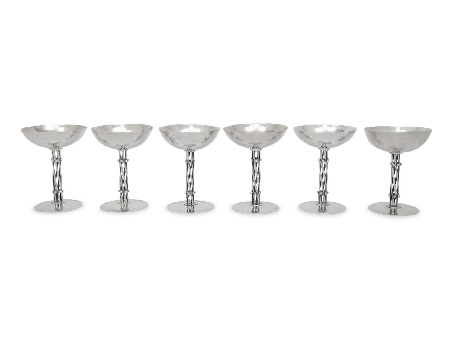 A Set of Six Mexican Silver Champagne Coupes
