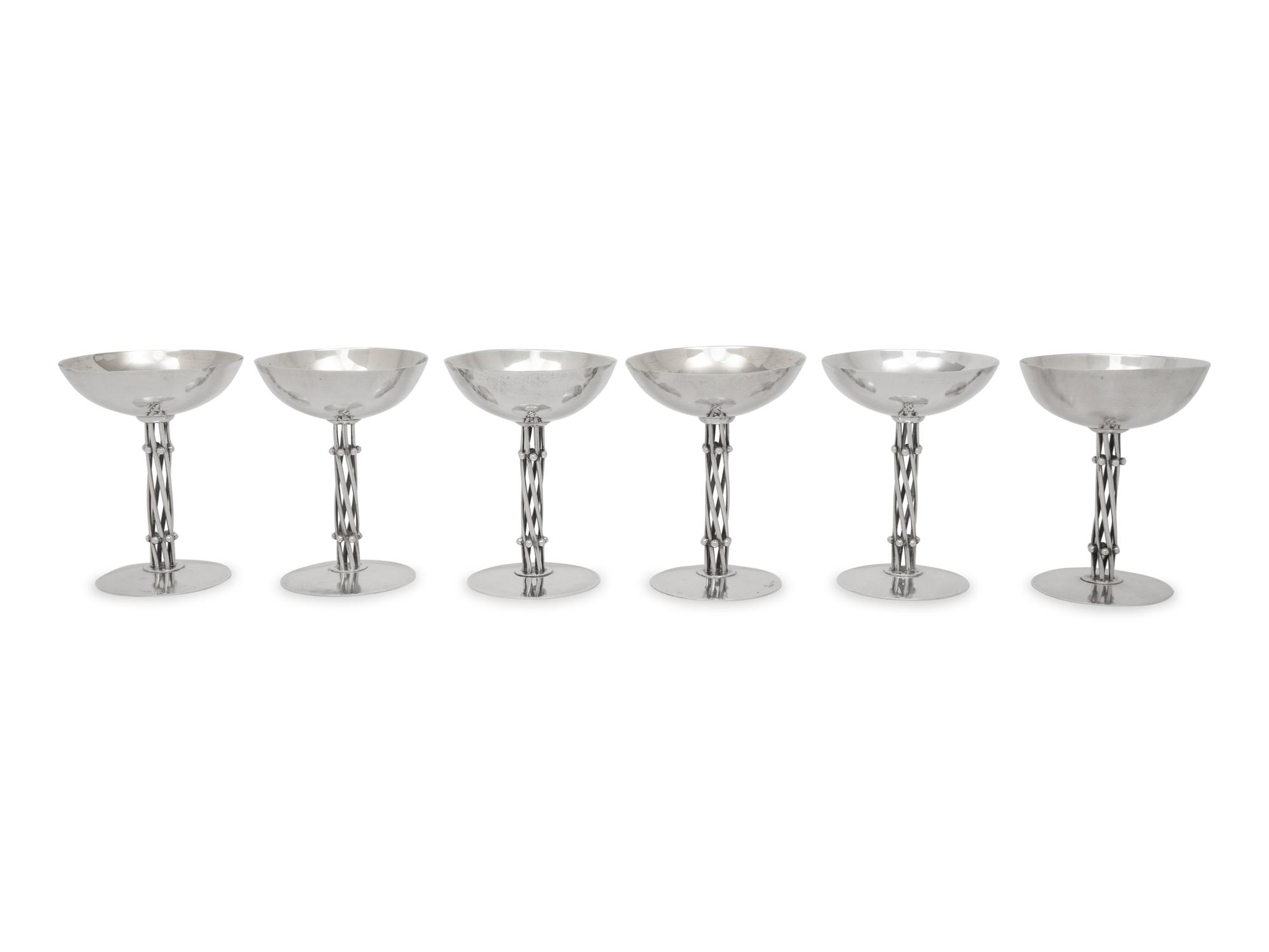 A Set of Six Mexican Silver Champagne Coupes