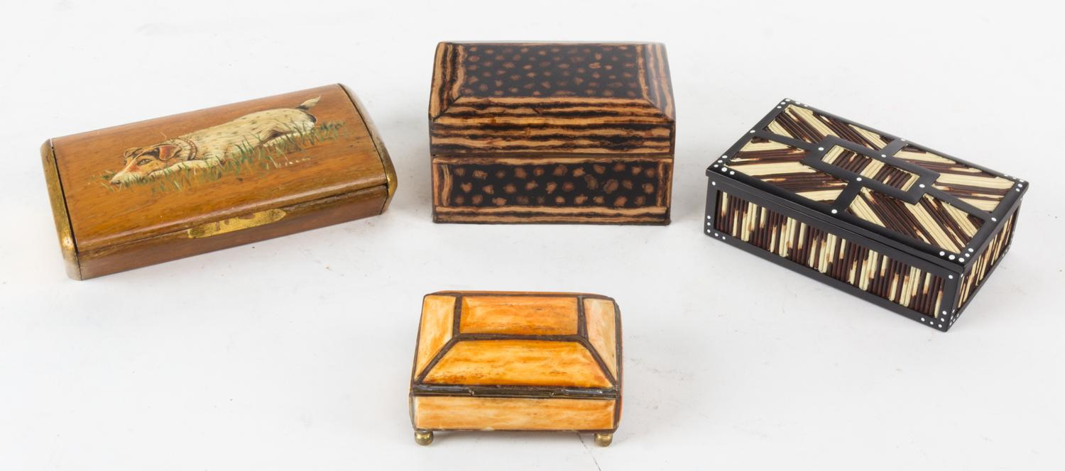 A Group of Boxes Length of largest 7 inches.