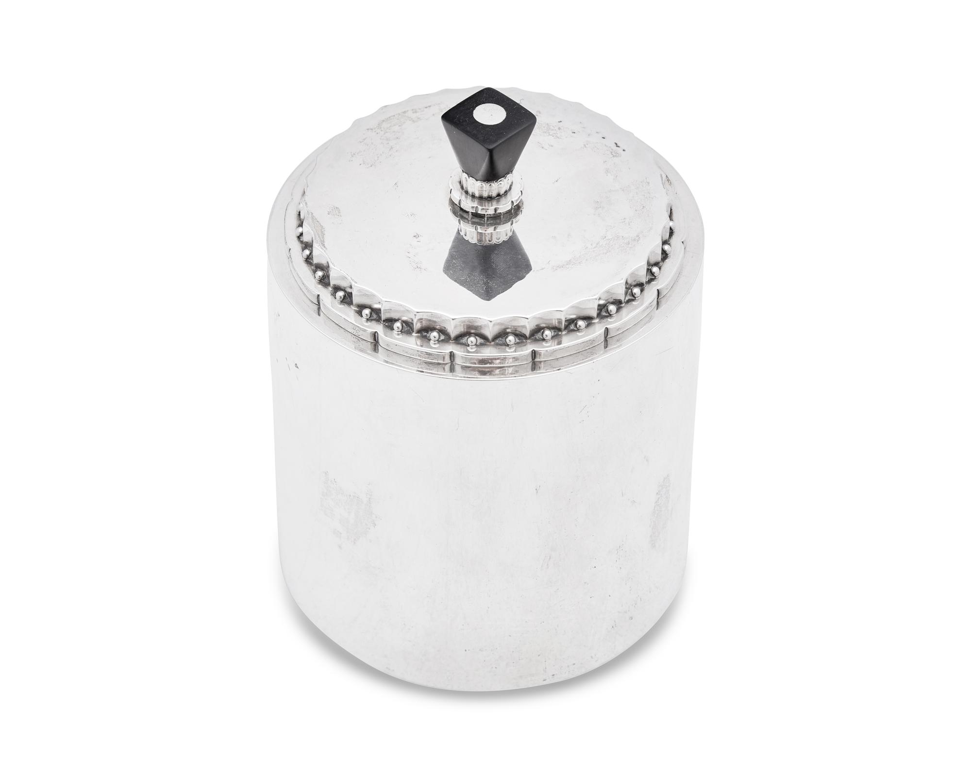 A Georg Jensen Silver Covered Canister