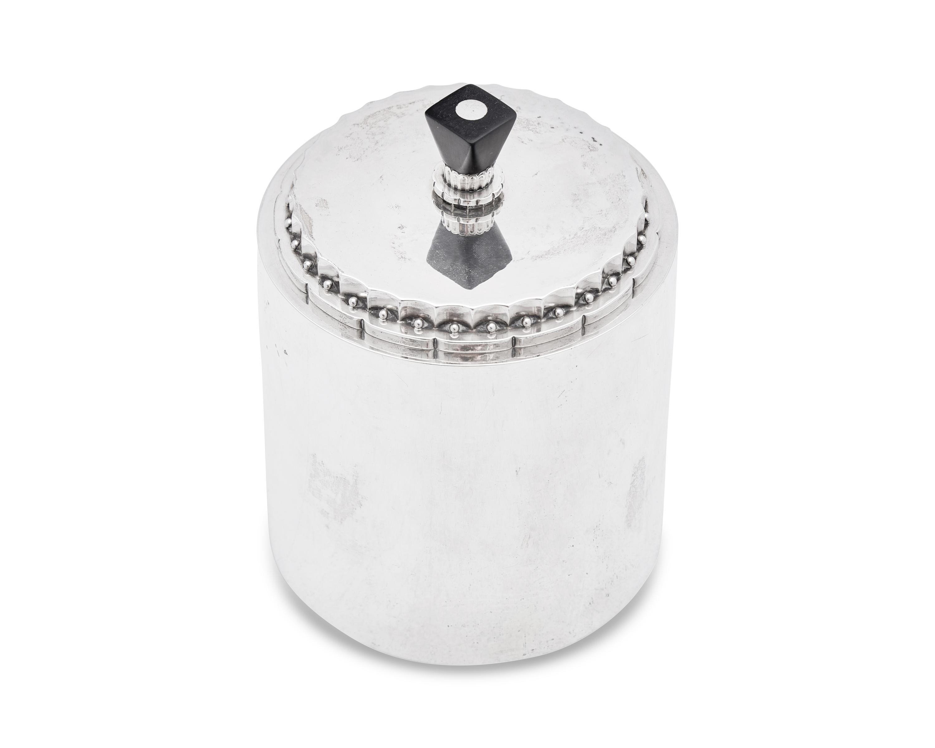 A Georg Jensen Silver Covered Canister