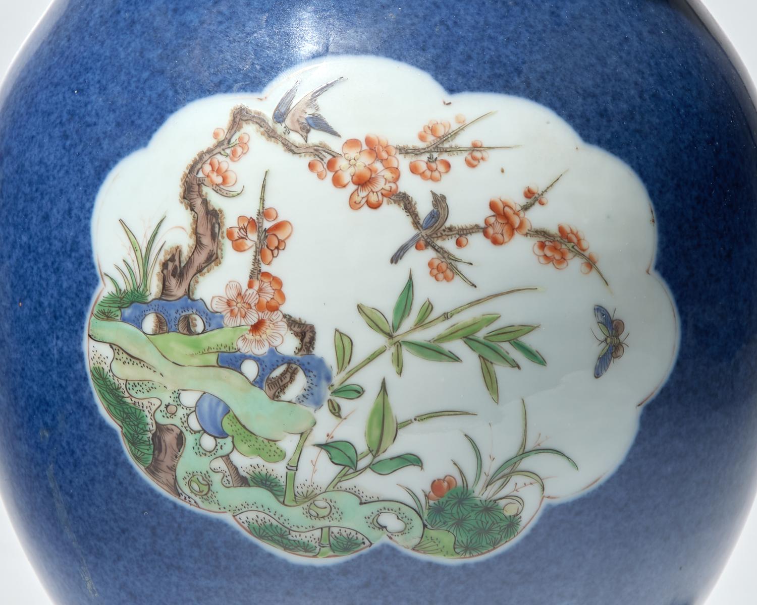 A Chinese porcelain three-piece garniture, 19th century and later