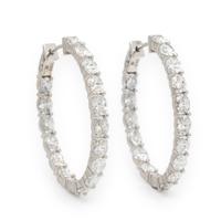 Diamond and White Gold Inside Out Oval Hoop Earrings