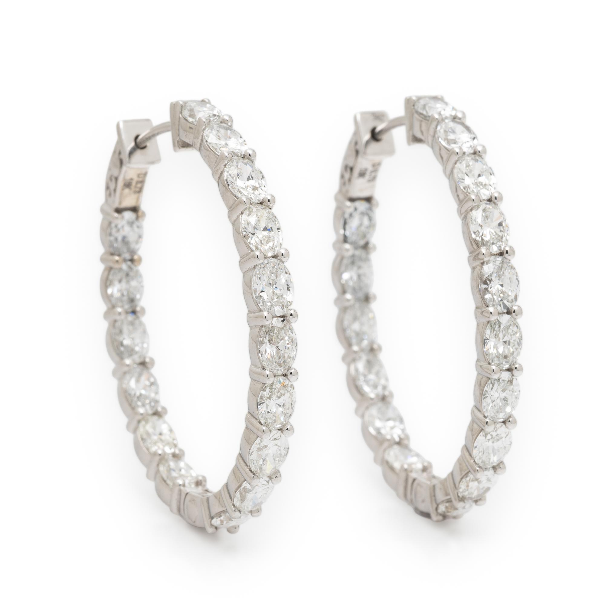 Diamond and White Gold Inside Out Oval Hoop Earrings
