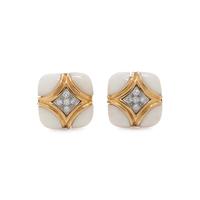 CORAL AND DIAMOND EARCLIPS