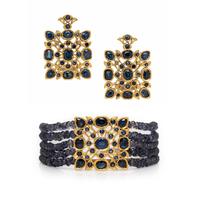 Anaconda, Yellow Gold and Iolite Bracelet and Earrings