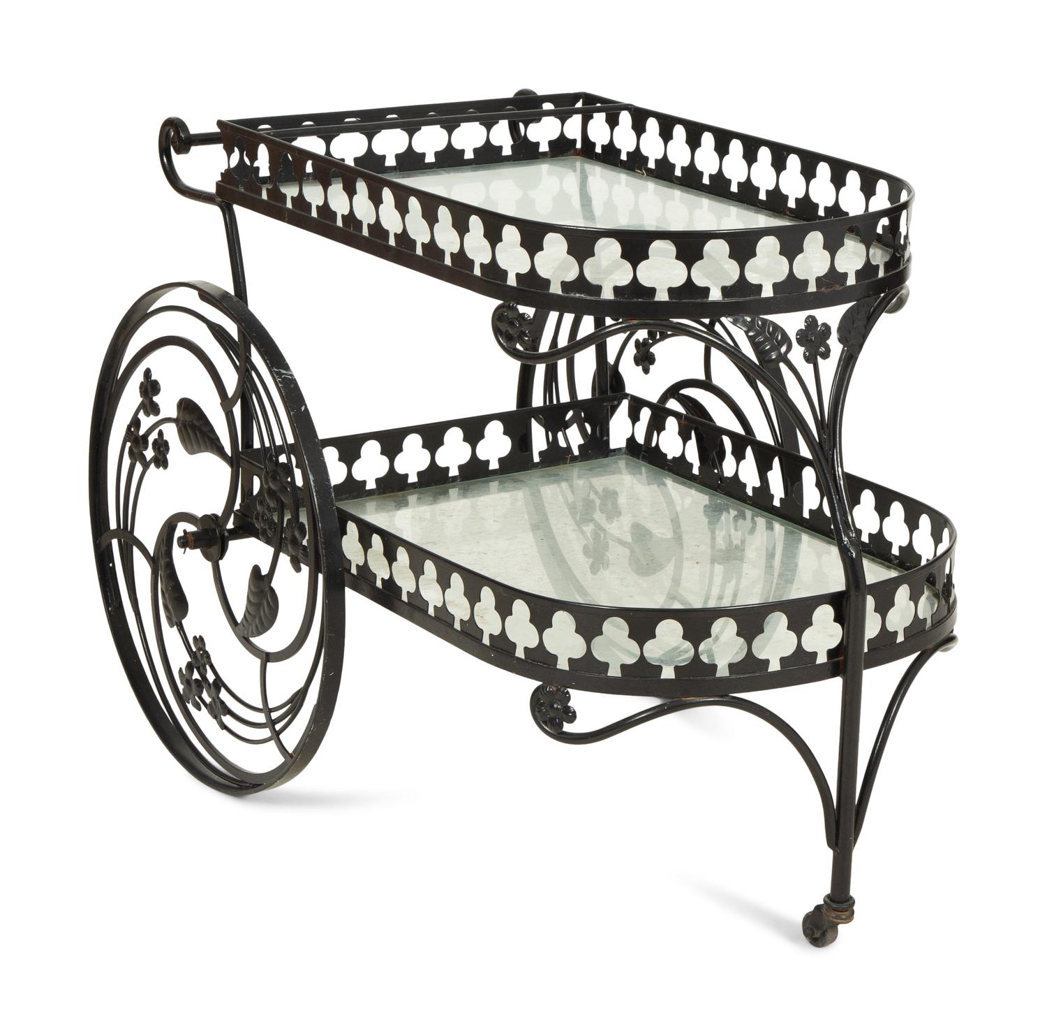 A Salterini Palm Springs Pattern Iron Bar Cart