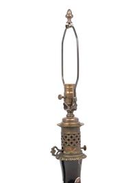 A Pair of French Enameled Porcelain Fluid Lamps Converted to Electricity