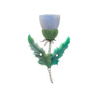 E. PALTSCHO, AUSTRIAN, ANTIQUE, HARDSTONE AND DIAMOND THISTLE BROOCH