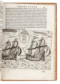 VEER, Gerrit de (ca 1570-ca 1598). Tre Navigationi fatte dagli Olandesi, e Zelandesi... Venice, 1599. FIRST EDITION IN ITALIAN.