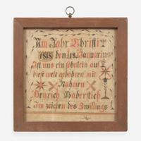 A Fraktur birth record for Heinrich Haberstich; Dated, "January 18, 1818"