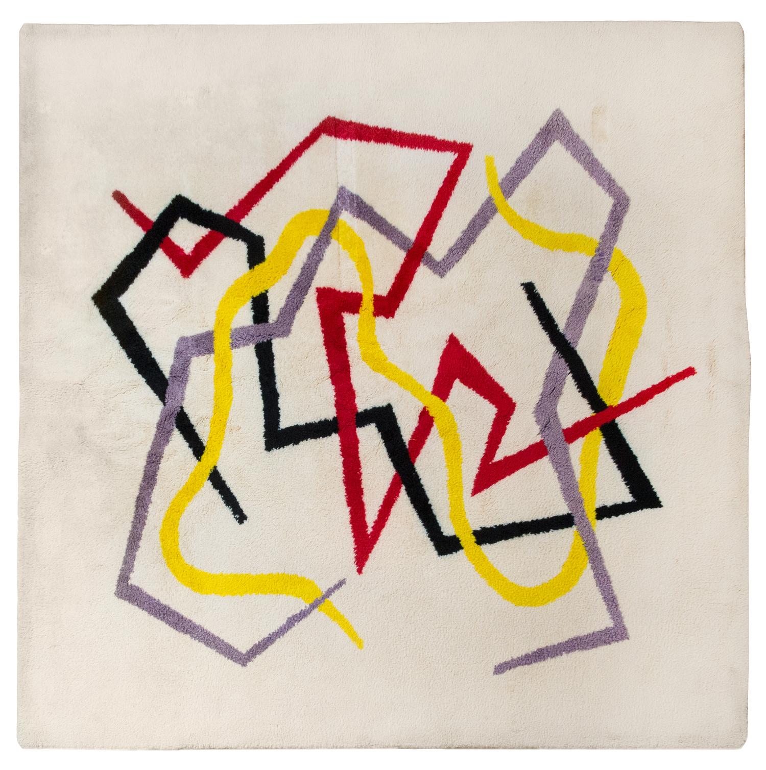 A Contemporary Geometric Wool Area Rug 10 feet 6 inches x 9 feet 10 inches — 1970s