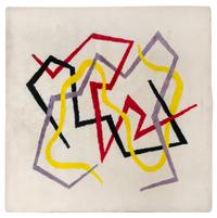 A Contemporary Geometric Wool Area Rug 10 feet 6 inches x 9 feet 10 inches — 1970s