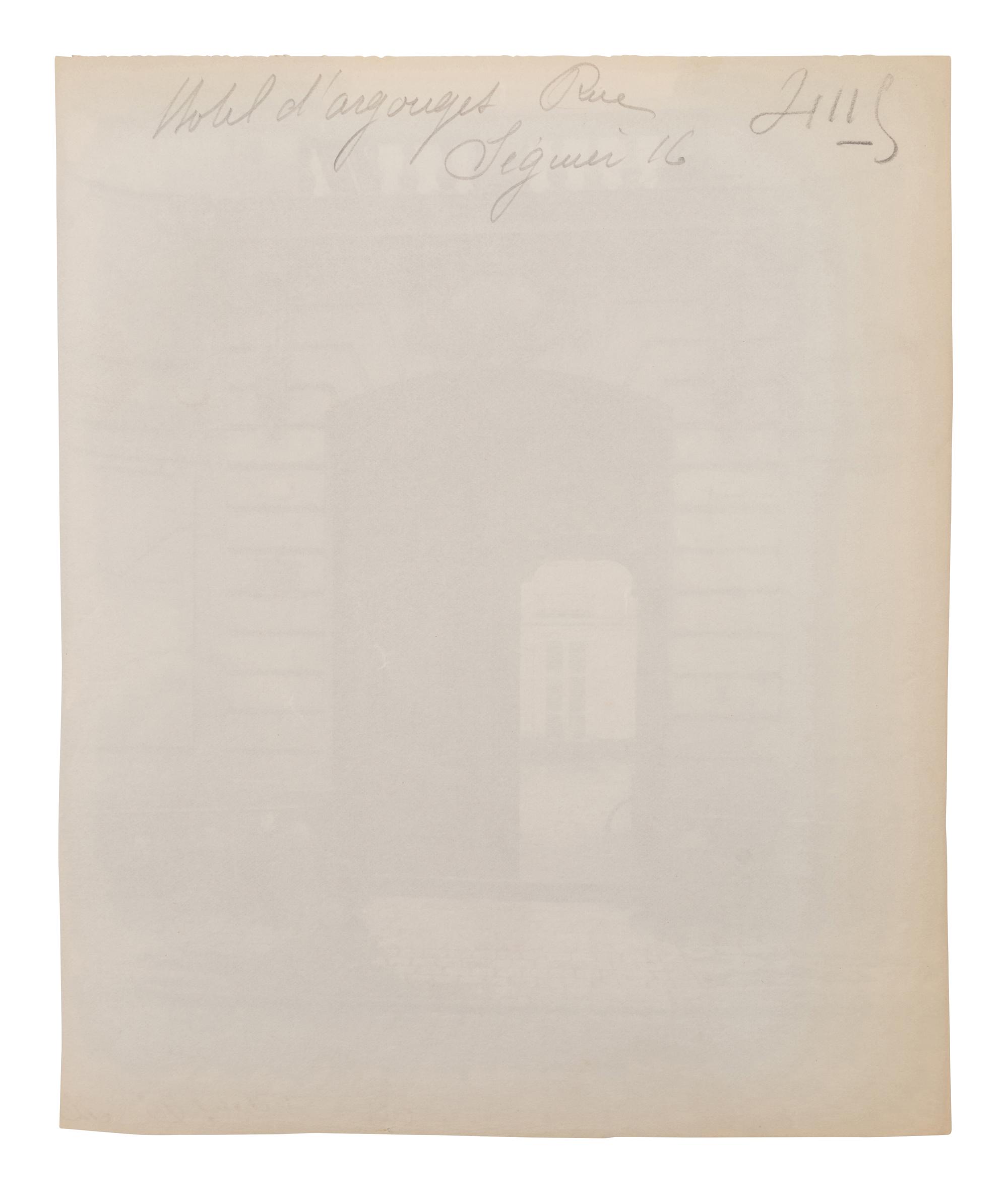 A group of four photographs (Hôtel de Beauvais, 68 rue François Miron , 1902; [Hôtel de Lauzun, quai d'Anjou] , 1905; Hôtel d'Argouges de Lyon, rue Séguier 16 , 1900; Plessis Piquet [Entrée pittoresque, Châtillon] , 1921)