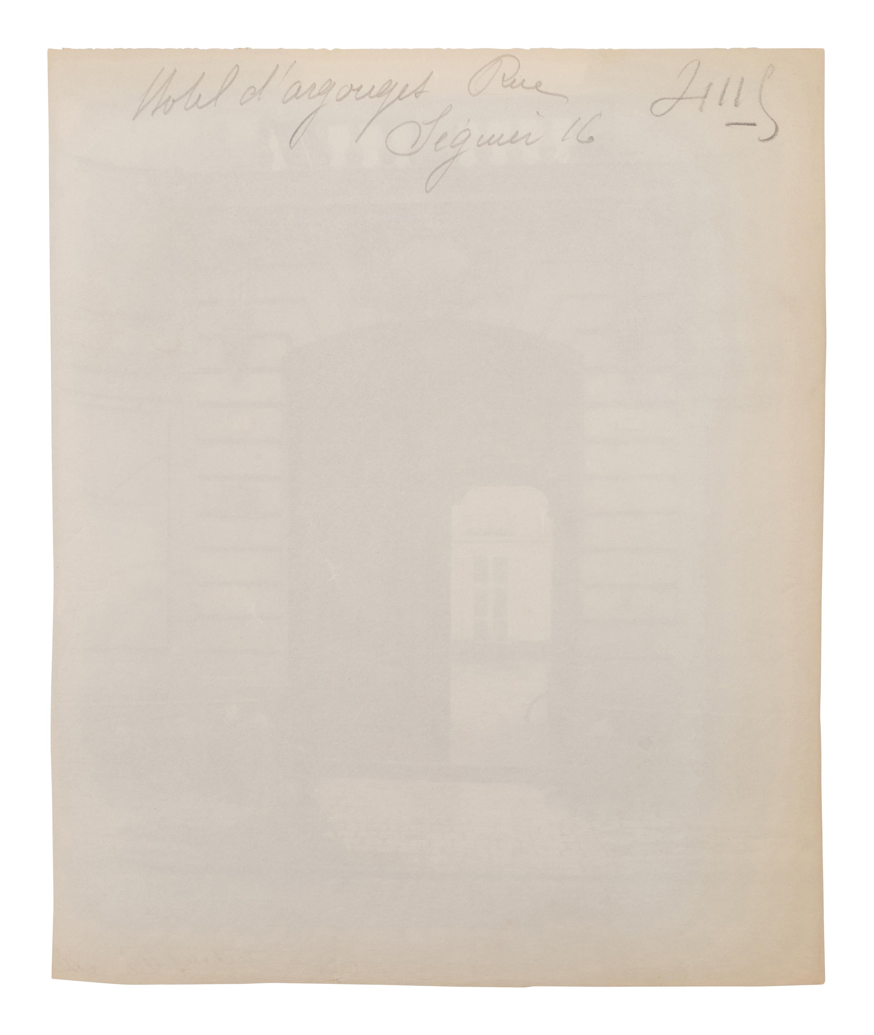 A group of four photographs (Hôtel de Beauvais, 68 rue François Miron , 1902; [Hôtel de Lauzun, quai d'Anjou] , 1905; Hôtel d'Argouges de Lyon, rue Séguier 16 , 1900; Plessis Piquet [Entrée pittoresque, Châtillon] , 1921)