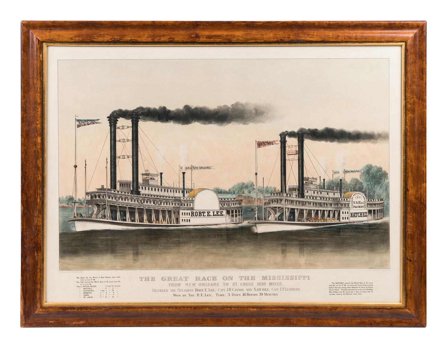 CURRIER and IVES, publishers The Great Race on the Mississippi. From New Orleans to St. Louis..., 1870. (G.2864)