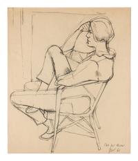 Girl Reading (Portrait of P. D. S.), 1961, Man Seated on a Folding Chair (Jordan Good #3), 1961, and Seated Woman Hand on Brow (Pat del Sasser), 1961 (a group of three works)