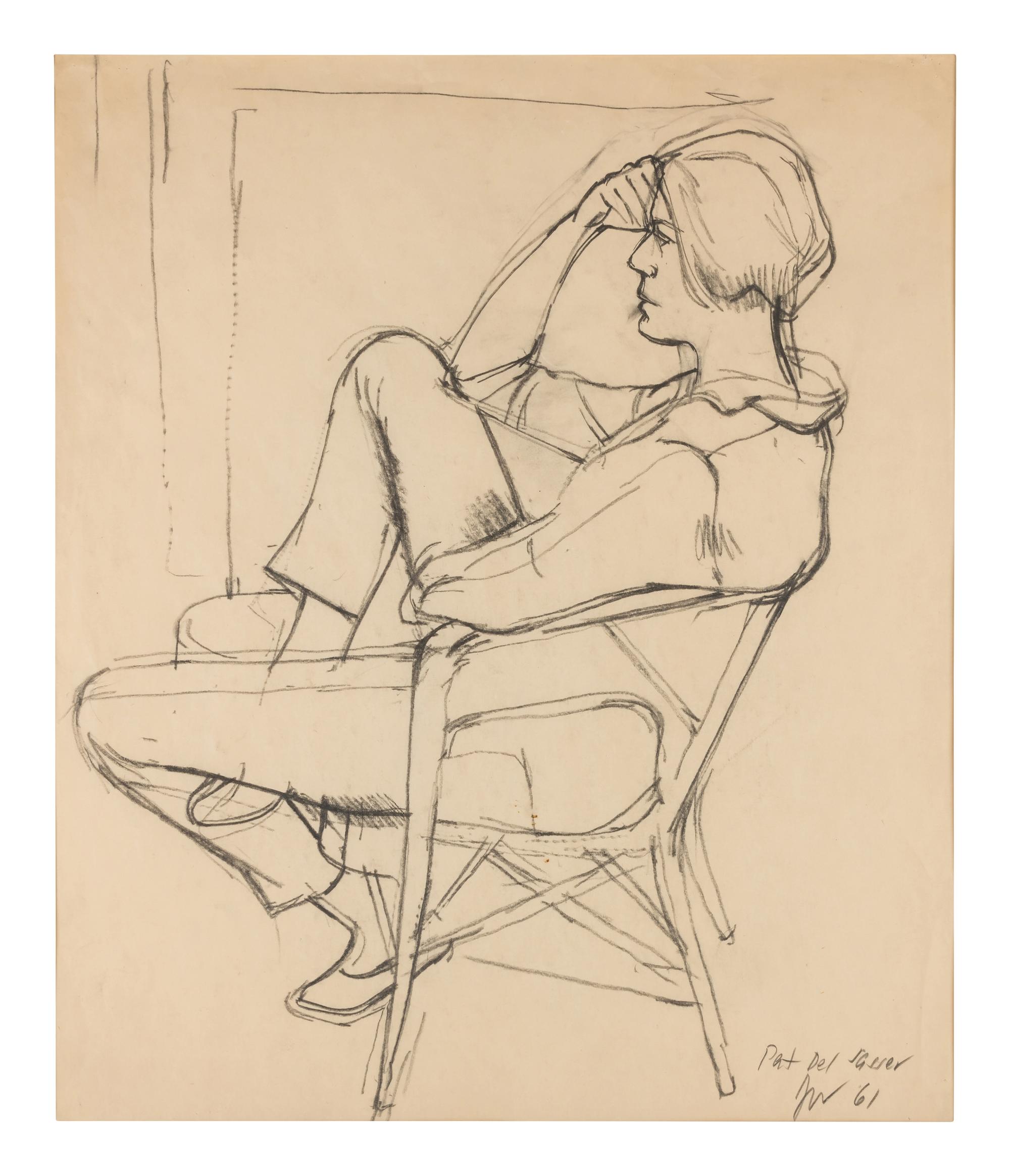 Girl Reading (Portrait of P. D. S.), 1961, Man Seated on a Folding Chair (Jordan Good #3), 1961, and Seated Woman Hand on Brow (Pat del Sasser), 1961 (a group of three works)