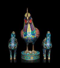 Three Chinese Cloisonné Enamel Animal Figures