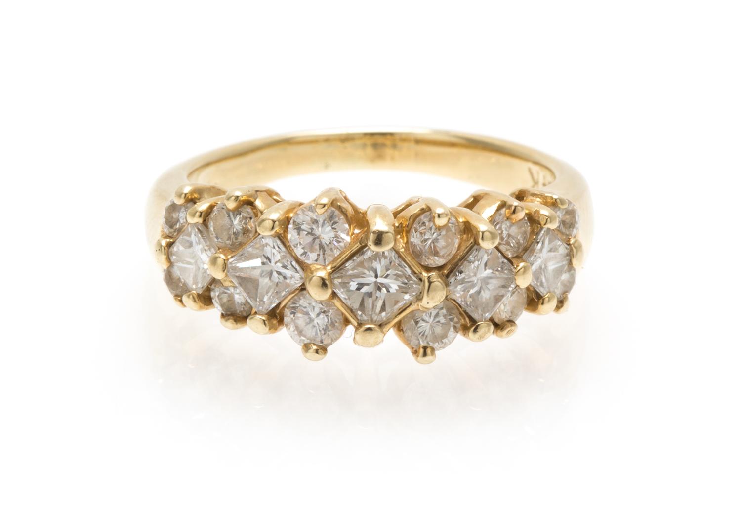 A 14 Karat Yellow Gold and Diamond Ring, 2.40 dwts.