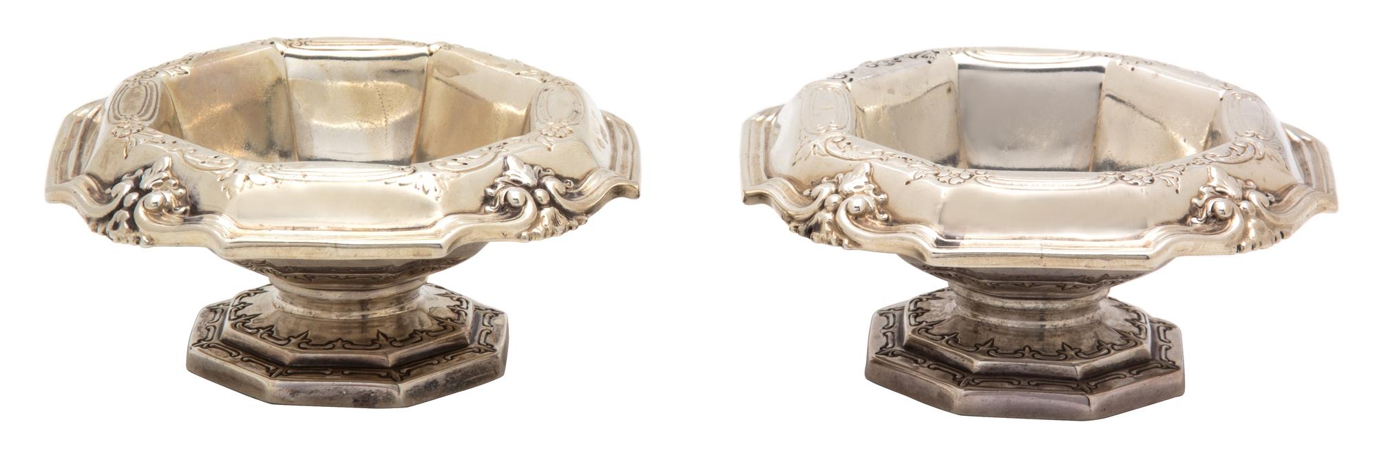 A Pair of American Silver Footed Open Salts, Gorham, Providence, RI, 19th Century,