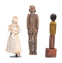 Two Folk Art Carved and Painted Wood Figures