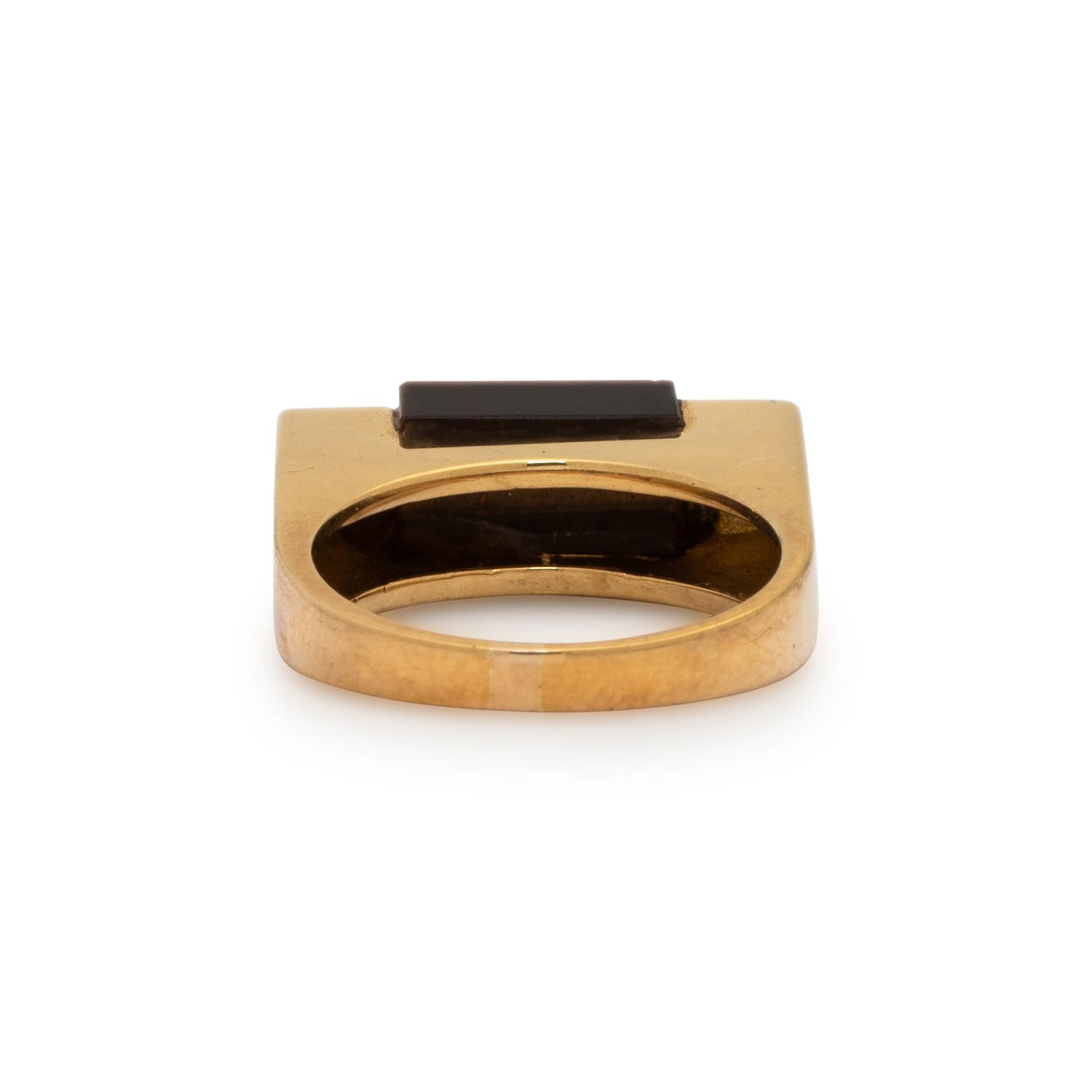 TIFFANY & CO., YELLOW GOLD AND TIGER'S EYE RING