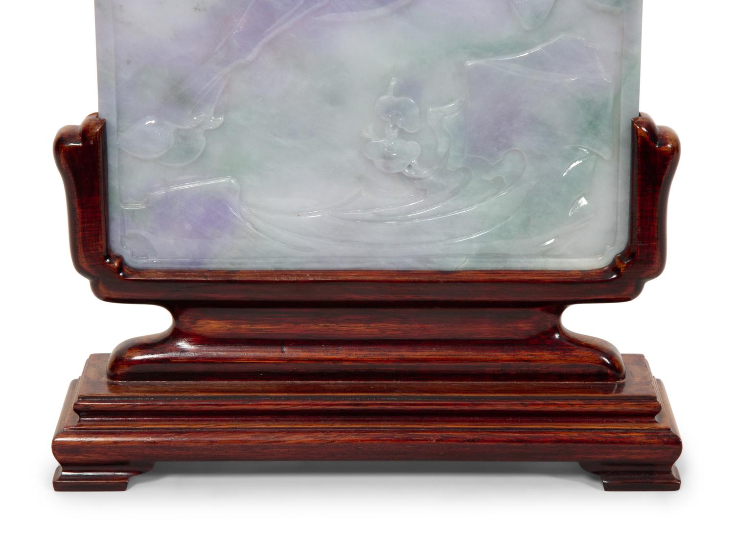 A Pair of Chinese Carved Jadeite Rearing Horse Sculptures and a Carved Jadeite Plaque