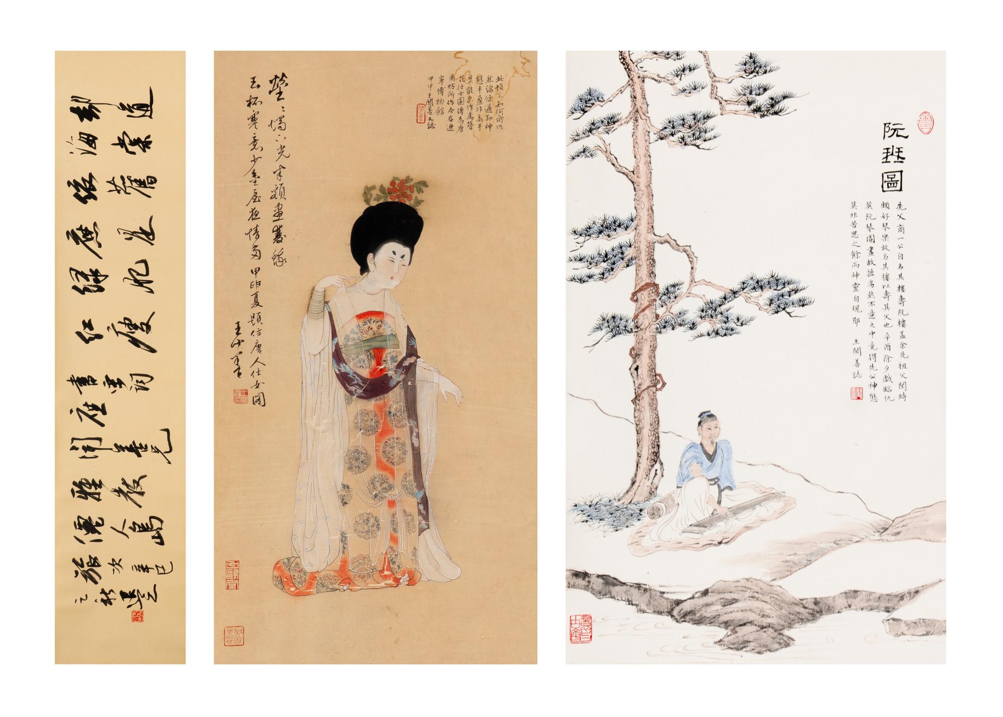 Wang Wenshan (Chinese, 1929-2019) and Two Others 王聞善（近代，1929-2019）及另二，立軸三幅