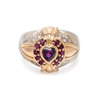 SYNTHETIC RUBY AND DIAMOND RING
