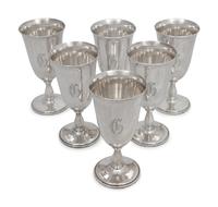 Set of Six Dominick & Haff Silver Goblets