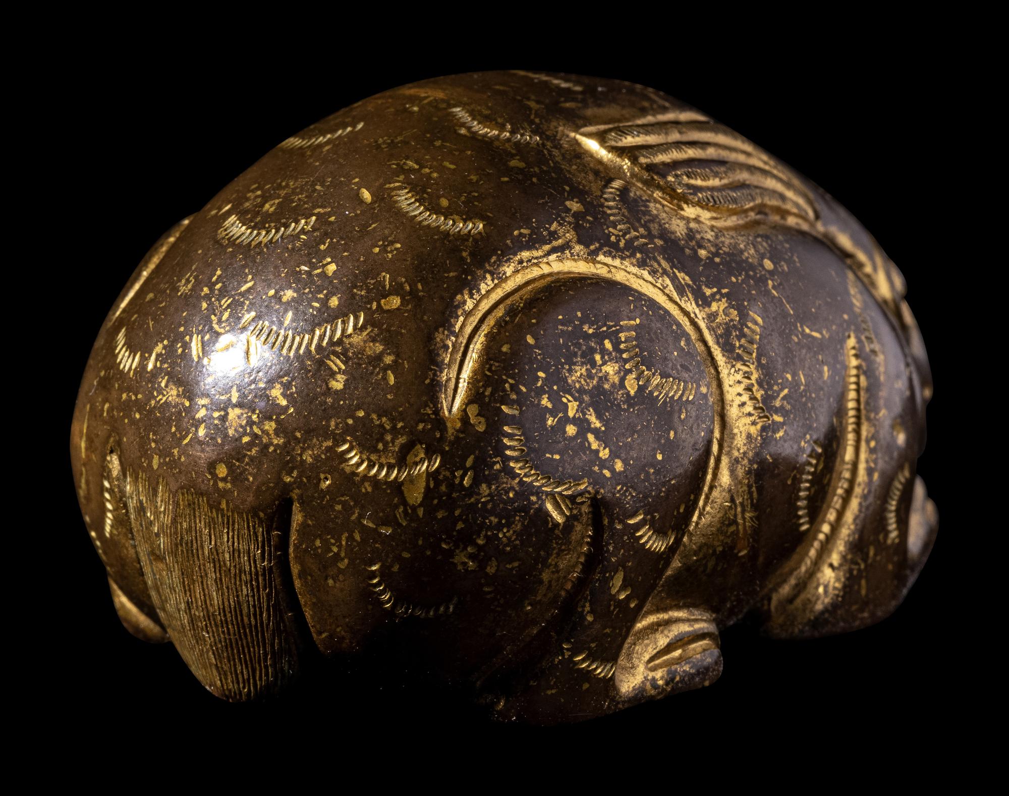 A Chinese Parcel Gilt Bronze Rabbit-Form Paper Weight