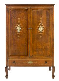 An Arts & Crafts Style Painted Oak Cabinet Height 74 1/2 x width 50 x depth 19 inches. — LATE 20TH CENTURY