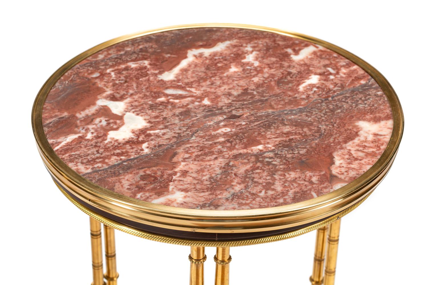 A Pair of French Gilt Bronze Marble-Top Guéridons