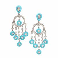 Turquoise, Diamond, and White Gold Earrings