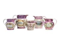 Five Sunderland Luster Jugs