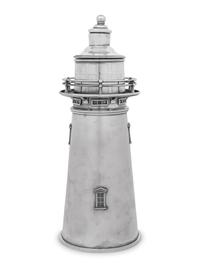 An American Silver-Plate Lighthouse Cocktail Shaker with Music Box