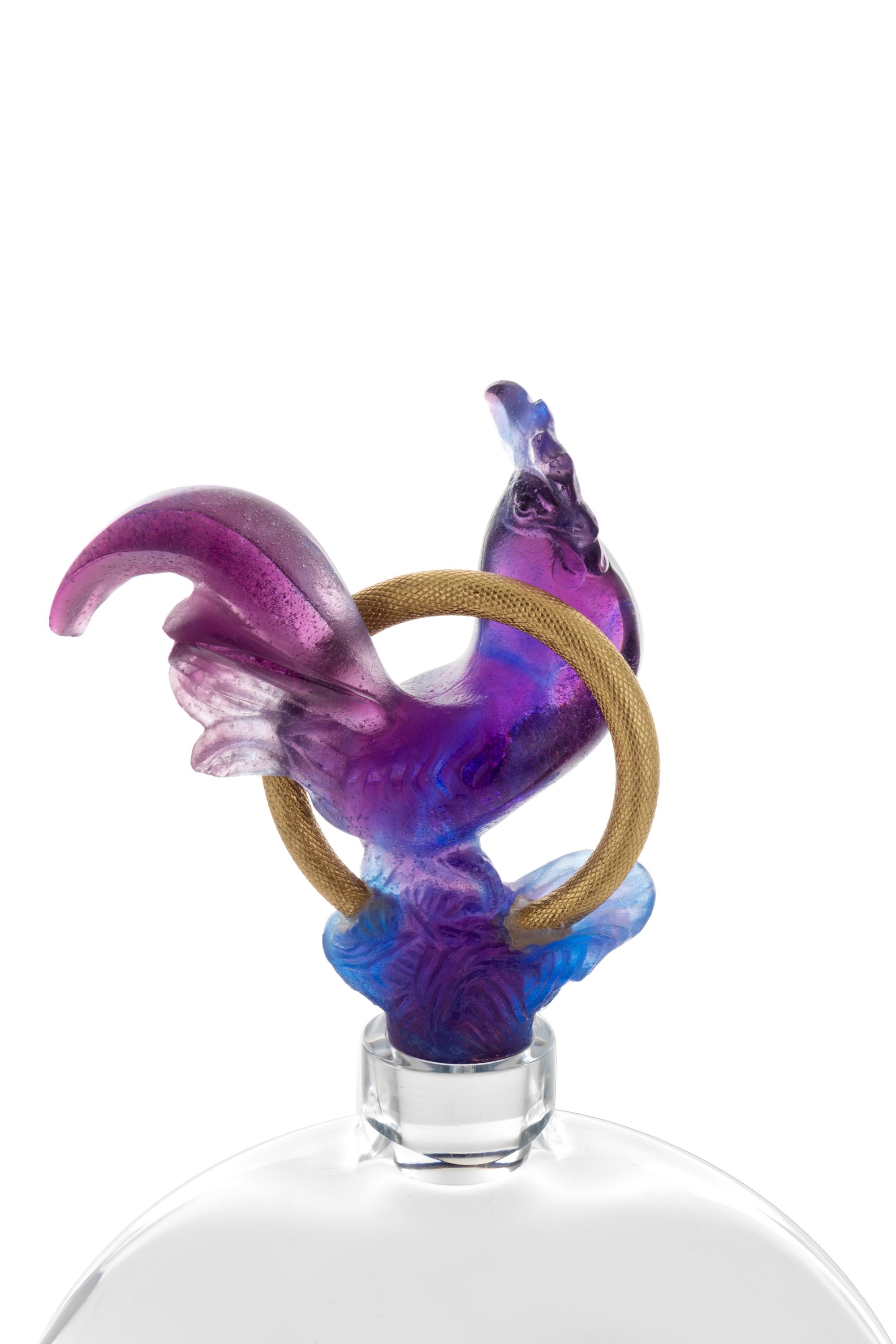 A Daum Gilt Metal Mounted Pâte de Verre Perfume Bottle