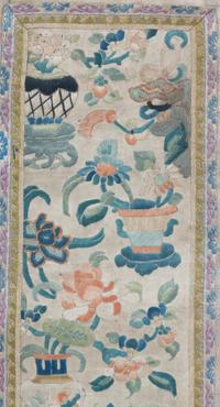 A Chinese Embroidered Silk Rectangular Panel