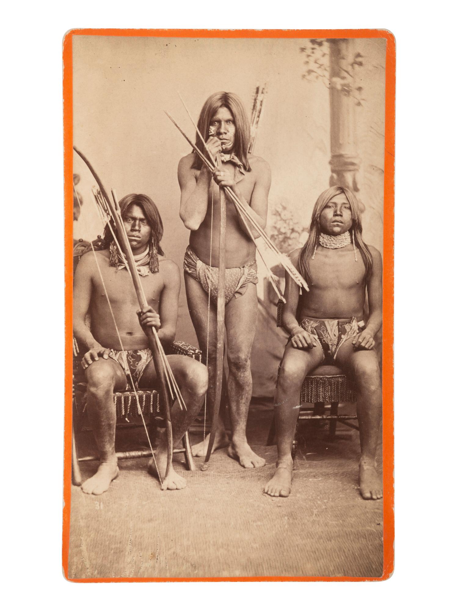 [NATIVE AMERICANS]. BONINE, E.A. (1843-1916), photographer. A group of 5 boudoir photographs of Yuma Indians. Yuma, Arizona and Los Angeles, California: [1880s].