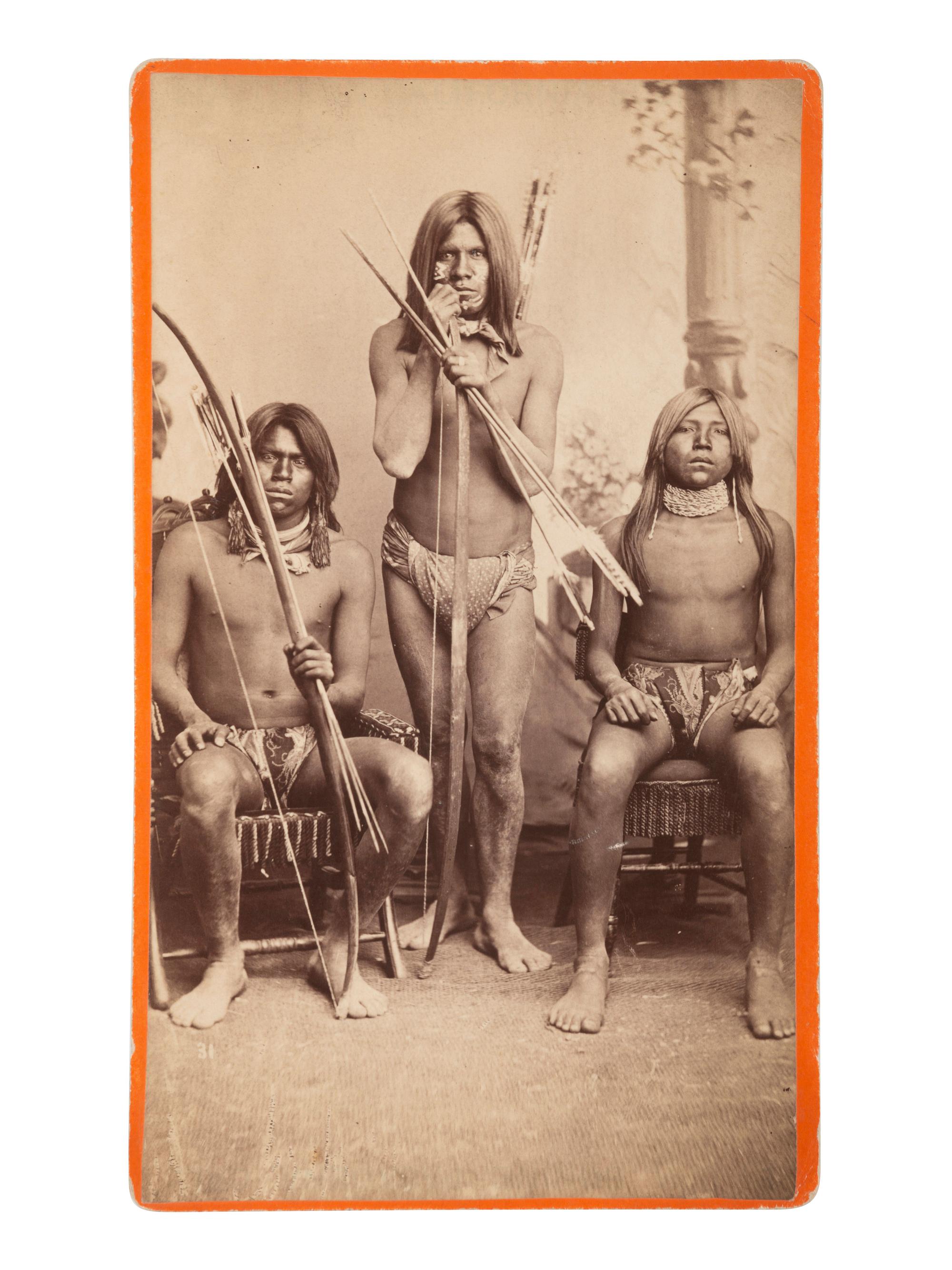 [NATIVE AMERICANS]. BONINE, E.A. (1843-1916), photographer. A group of 5 boudoir photographs of Yuma Indians. Yuma, Arizona and Los Angeles, California: [1880s].